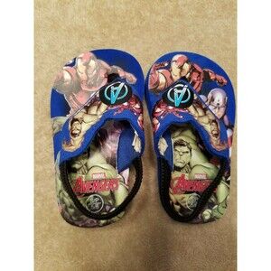 Marvel Avengers Toddler S/P 5 6 Flip Flops Iron Man Hulk Captain America Sandals
